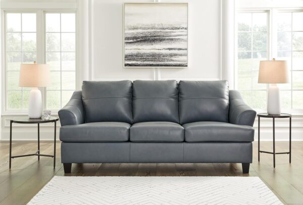 Signature Design by Ashley Genoa Contemporary Leather Match Sofa, Blue - Image 2