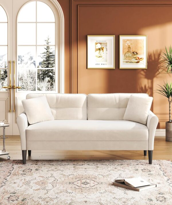 69" White Couch, Loveseat Sofa, Couches for Living Room, Comfy Sofas for Living Room 3min No Tool Fast Assembly, Small Couch for Bedroom, Modern Velvet Sofa Couch for Apartment Office - Image 7