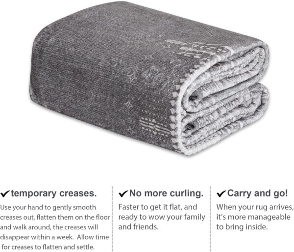 NICETOWN Grey Entryway Rug 2x3 Small Rugs for 2x3 Washable Vintage Area Rug - Boho Non-Slip Entryway Rug Living Room Rug Entrance Mat Carpet for Kitchen Laundry Bathroom Bedroom, Grey - Image 7