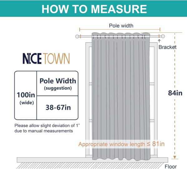 NICETOWN Wall to Wall Room Dividers Curtain for Patio Sliding Door, Insulated Blackout Blind, Extra Wide Curtain for Studio/Villa/Hall/Parlor (Biscotti Beige, 1 Piece, 8.3ft Width x 7ft Length) - Image 4