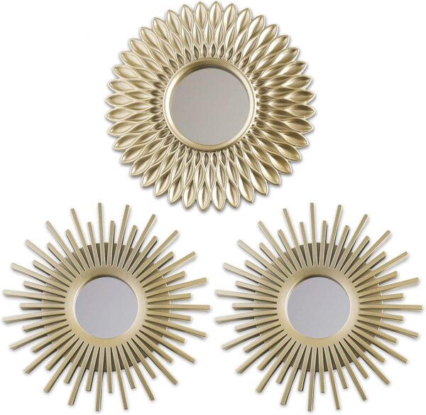 BONNYCO Gold Mirrors for Wall Pack of 3 Wall Mirrors for Room Decor & Home Decor | Champagne Gold Round Mirrors for Wall Decor | Circle Mirrors Modern Gifts for Women & Moms | Decorative Mirrors
