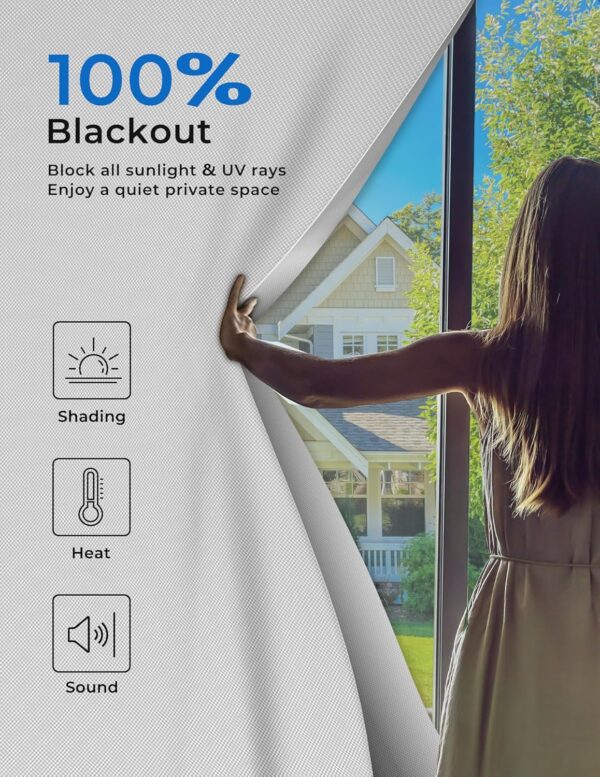 Sumobaby Portable Blackout Curtains 50"x57",Blackout Blinds with Hook & Loop Tapes, 100% Blackout Window Cover, Window Shades Easy to Cut Fit for Bedroom, Baby Room and TV Room (White) - Image 2