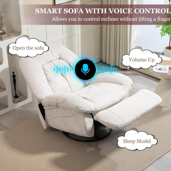 Power Recliner Chair, Swivel Massage Chair Recliner for Adults, Grey Rocker Lazy boy Recliner Chair, Modern Single Lounge Sofa with Side Pocket, USB Port for Living Room Bedroom - Image 5