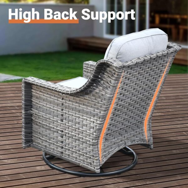 ovios 6 Piece Outdoor Patio Furniture with Cozy Comfortable Swivel Chair,Rattan Wicker Coversation Couch Set with 3 Seater Sofa,Sectional Set for Outside Patio Balcony Backyard Pool,Light Grey - Image 5