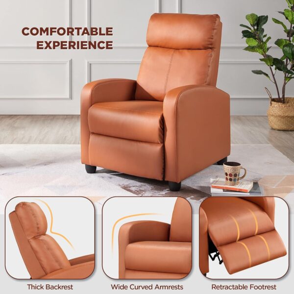 Yaheetech Padded Seat Recliner Chair Set of 2 Single Sofa Recliner for Living Room PU Leather Upholstered Reclining Chair Home Theater Seating Tan - Image 5