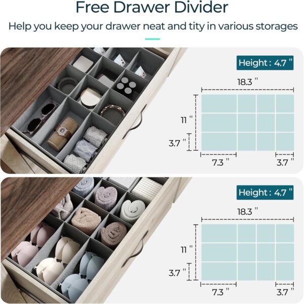 LINSY HOME 6 Drawers Dresser for Bedroom, Modern Wood Dresser Organizer, Closet Dresser Storage with Metal Handles, Large Bedroom Dresser, Oak White - Image 2