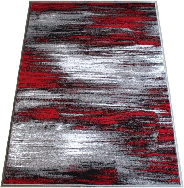 Masada Rugs, Modern Contemporary Area Rug, Red Grey Black (6 Feet X 9 Feet) - Image 7