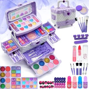 Kids Makeup Kit Girls Toys - Toys for Girls Real Washable Makeup Girls Princess Gift Play Make Up Toy Makeup Vanities for Girls Age 4-12 Year Old Children Gift Birthday