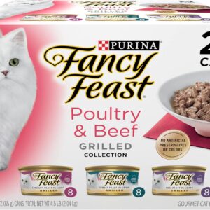 Purina Fancy Feast Grilled Wet Cat Food Poultry and Beef Collection Wet Cat Food Variety Pack - (Pack of 24) 3 oz. Cans