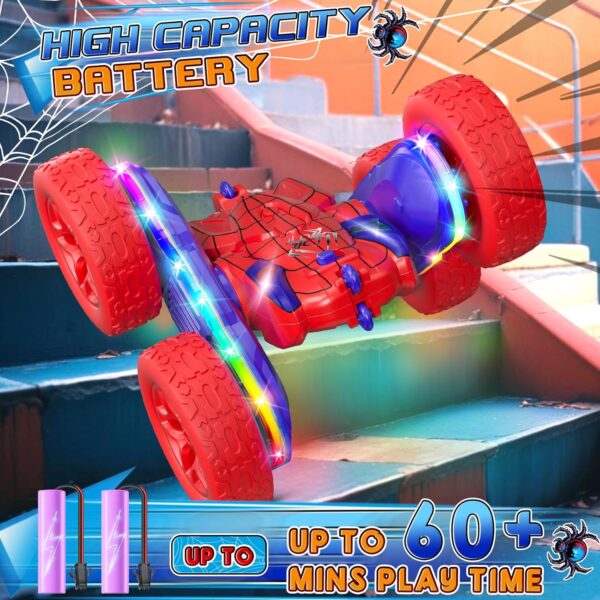 Spider Remote Control Car,RC Cars with Sides Light Strip and Headlights,Double Sided 360 Flips Rotating RC Stunt Car,2.4Ghz All Terrain Toys for Ages 5-7 Kids Toy for Boys Girls Birthday Gift - Image 5