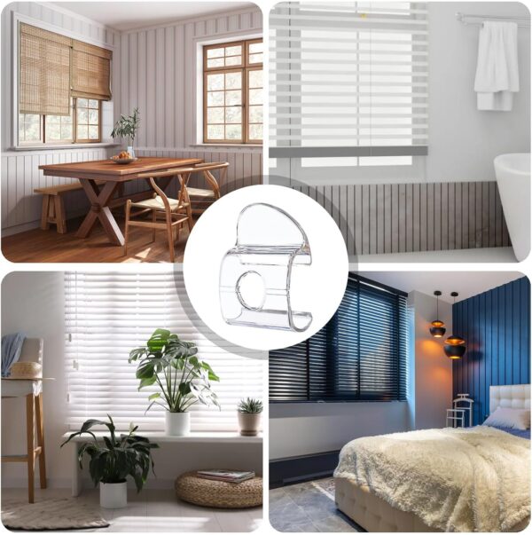 8Pcs Cordless Pleated Window Shades Handle, Plastic Bottom Rail Roller Shades Handle,Cordless Blind Handles Lifting Clamp Pull for Shades Bottom Rail or Rod (Transparent) - Image 7