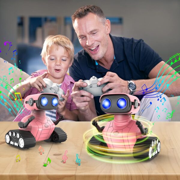 Hamourd Robot Toys for Girls, Rechargeable Remote Control Robots, Toy Robot with Auto-Demonstration, Flexible Head & Arms, Dance Moves, Music, and Shining LED Eyes, Girls Toys Age 6-8 2-7 - Image 6