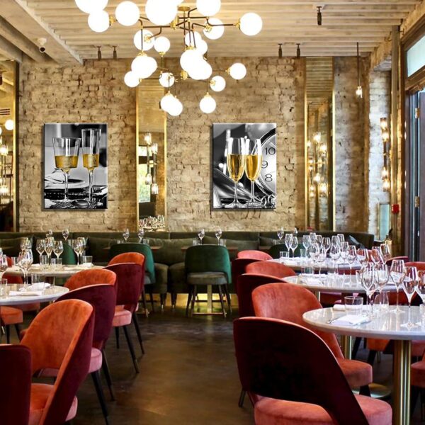 Kitchen Wall Art Dining Room Decor Wine Decor for Kitchen Wall Decor Kitchen Decorations Wall Champagne Glass Black and White Wall Art Decorations for Living Room Framed Canvas Prints Artwork - Image 4