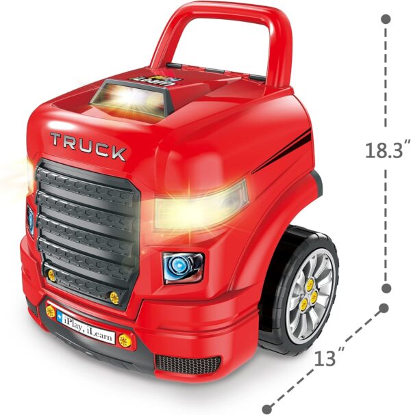iPlay, iLearn Large Truck Engine Toy, Kids Mechanic Repair Set for 3-5 Yr Toddlers, Big Builder Kit, Take Apart Motor Vehicle Pretent Play Car Service Station, Gifts 4 6 7 8 Year Old Boy Child - Image 2