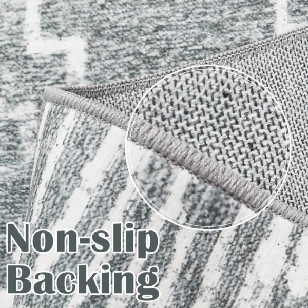 jinchan Moroccan Area Rug 5x7 - Washable Rug Low Pile Bedroom Rug Ultra-Thin Faux Wool Non-Slip Modern Soft Accent Rug Indoor Carpet for Living Room Kitchen Dining Room Farmhouse Office Dark Grey - Image 3