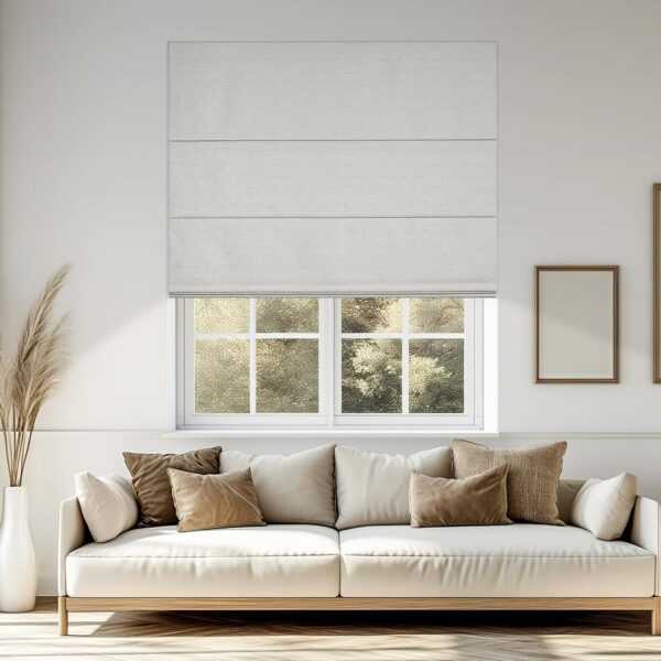 Roman Shades for Windows, Blackout Light Filtering Cordless Roman Blinds, Window Shades, UV Protection, Privacy, Window Blinds, Easy to Install, My-Blackout-White, Custom Size - Image 3