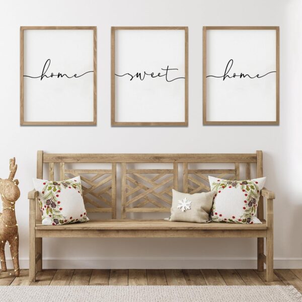 Heiple Set of 3 Framed Farmhouse Home Sweet Home Sign 11"x14" Above Bed Wall Decor for Bedroom Decor and Living Room Wall Art Wood Signs (Brown, 11''x14) - Image 7
