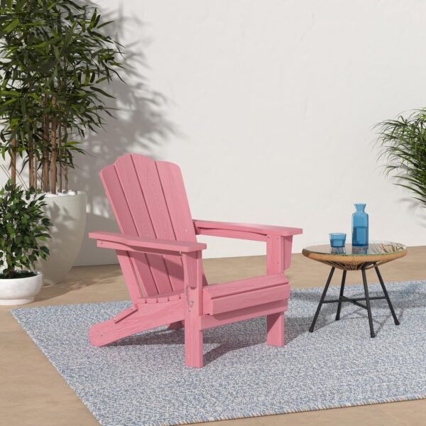 KINGYES Folding Adirondack Chair, HDPE All-Weather Folding Adirondack Chair, Light Pink - Image 2