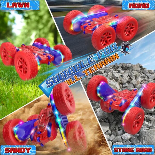 Spider Remote Control Car,RC Cars with Sides Light Strip and Headlights,Double Sided 360 Flips Rotating RC Stunt Car,2.4Ghz All Terrain Toys for Ages 5-7 Kids Toy for Boys Girls Birthday Gift - Image 6