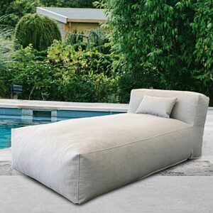 Patio Furniture Set Bean Bag Chaise Lounge Chair Patio Daybed Furniture Outdoor Sofa Couch Pool Lounge Chairs High Density Foam Filling Modern Comfy Patio Couch (Light Gray)