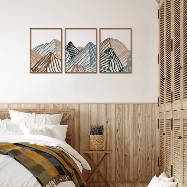 Peryiter 3 Pcs Mountain Metal Wall Art Mountain Line Wall Decor Abstract Minimalist Wall Art Rustic Nature Wall Decor for Home Bathroom Living Room (Vibrant Colors) - Image 5
