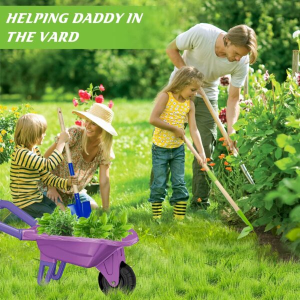 Kids Gardening Tools Outdoor Toys Set Backyard Play with Wheelbarrow Educational STEM Learning Pretend Toys Outdoor Indoor for Toddlers Kids Boys Girls (Purple) - Image 3