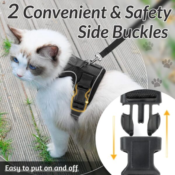 rabbitgoo Cat Harness and Leash for Walking, Escape Proof Soft Adjustable Vest Harnesses for Cats, Easy Control Breathable Reflective Strips Jacket, Black, S - Image 6