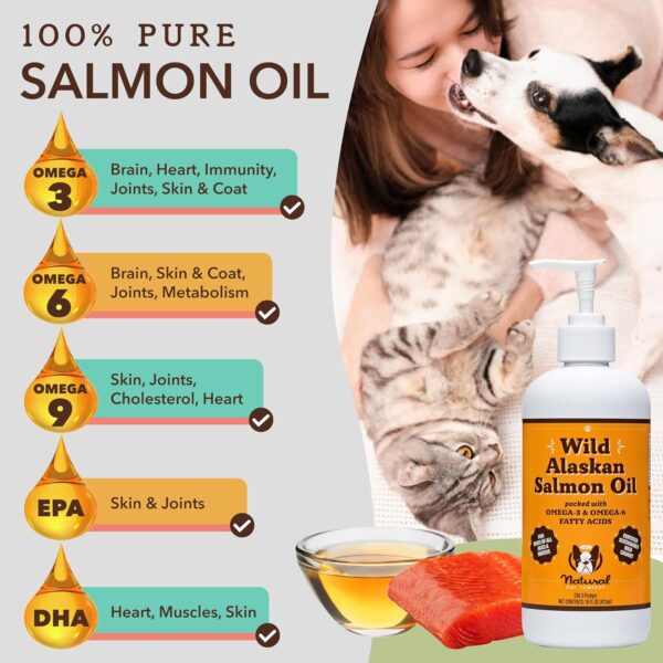 Natural Dog Company Pure Wild Alaskan Salmon Oil for Dogs (16oz) Skin & Coat Supplement for Dogs, Dog Oil for Food with Essential Fatty Acids, Fish Oil Pump for Dogs, Omega 3 Fish Oil for Dogs - Image 2