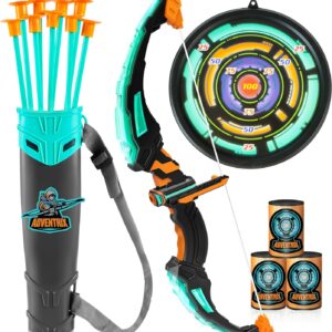 JOYIN Kids Bow and Arrow Set, LED Light Up Archery Toy Set with 9 Suction Cup Arrows, Target & Arrow Case, Indoor and Outdoor Hunting Play Gift Toys for Kids, Boys & Girls Ages 3-12