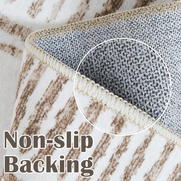 jinchan Moroccan Area Rug 6x9 - Washable Rug Low Pile Bedroom Large Rug Ultra-Thin Faux Wool Non-Slip Modern Geometric Soft Accent Rug Indoor Carpet for Living Room Kitchen Dining Room Farmhouse Taupe - Image 3