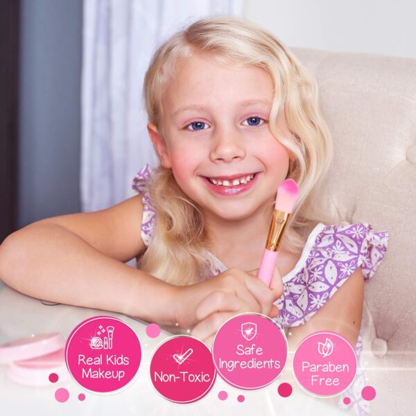 Kids Real Makeup Kit for Little Girls: with Pink Unicorn Purse - Real, Non Toxic, Washable Make Up Toy - Gift for Toddler Young Children Pretend Play Set Vanity for Ages 3 4 5 6 7 8 9 10 Years Old - Image 2