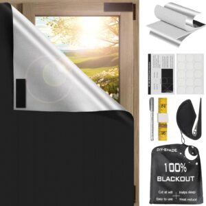 Portable Blackout Curtains for Bedroom 100% Blackout Shades Film No Drill Travel DIY Blackout Blinds Sunblock Window Cover Black Out Curtains for Nursery Dorm Room Windows 118" x 57"