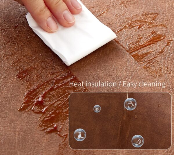 RENMTURE Faux Leather Placemats Set of 4,with 4 Cup mat,Washable, for Kitchen Dining Table,Restaurant,Coffee Shop (Walnut Brown, Rectangle) - Image 6
