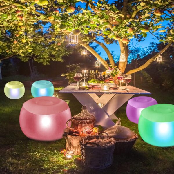 LED Light Air Sofa with Ottoman, Indoor/Outdoor LED Inflatable Chair, Big Size Brow Up Illuminated Sofa, Lazy Couch with LED Lights and Ottoman for Party, Yard, Indoor Rooms - Image 6