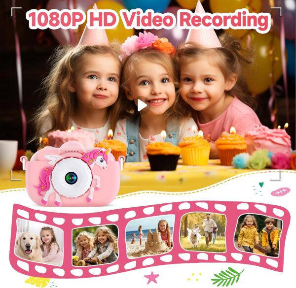 Kids Camera Toys for Ages 3 4 5 6 7 8 9 Girls, 48MP Dual Lens Toddler Camera Kids Digital Camera Christmas Birthday Gift for Kids, Kids Video Camera Selfie Camera with 32G SD Card, Silicone Cover - Image 4