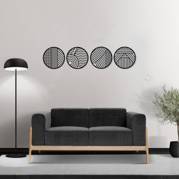 METALPLEX 4 Piece Modern Circles Set Metal Wall Art - Durable And Rust-Free Indoor & Outdoor Aluminum Composite Wall Art- Beautiful Home Decor Wall Art For Living Room And Bedroom Decorations - Black 16" (Each Piece) - Image 2
