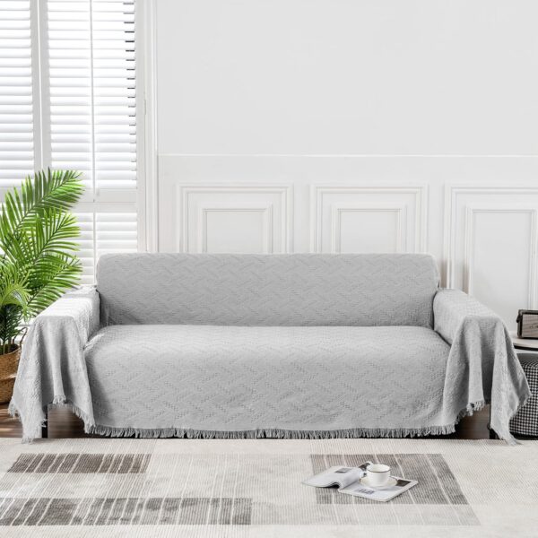 MEETSKY Sofa Covers Sectional Couch Cover Furniture Protector Sofa Slipcovers Sofa Throws Cover Blankets Recliner Couch Cover Decorative Modern Style for Living Room(X-Large: 71" x 118", Light Grey)