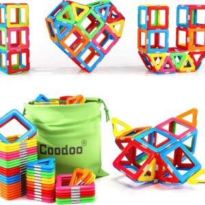 Coodoo Upgraded Magnetic Blocks Tough Tiles STEM Toys for 3+ Year Old Boys and Girls Learning by Playing Games for Toddlers Kids, Compatible with Major Brands Building Blocks - Starter Set