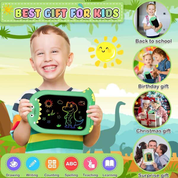 Toddler Toys Age 1-2,10IN Drawing Tablet Doodle Board LCD Writing Tablet for Kids,Learning Toys for 1 2 3 4 5 6 7 8 Year Old Boys Girls Christmas Birthday Gifts,Travel Games Dinosaur Toys for Boys 4-6 - Image 2