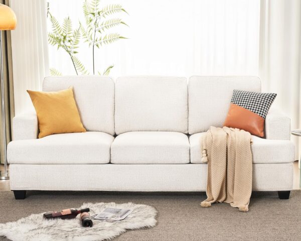 VanAcc 89 Inch Sofa, Comfy Sofa Couch with Extra Deep Seats, Modern Sofa Couch- 3 Seater Sofa, Couch for Living Room Apartment Lounge, Beige Chenille - Image 7