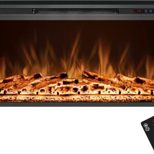 Electric Fireplace, 50" Electric Fireplace Inserts, Recessed Fireplace Heater with Remote Control, Adjustable Flame Colors, Timer&Overheating Protection, 750/1500W