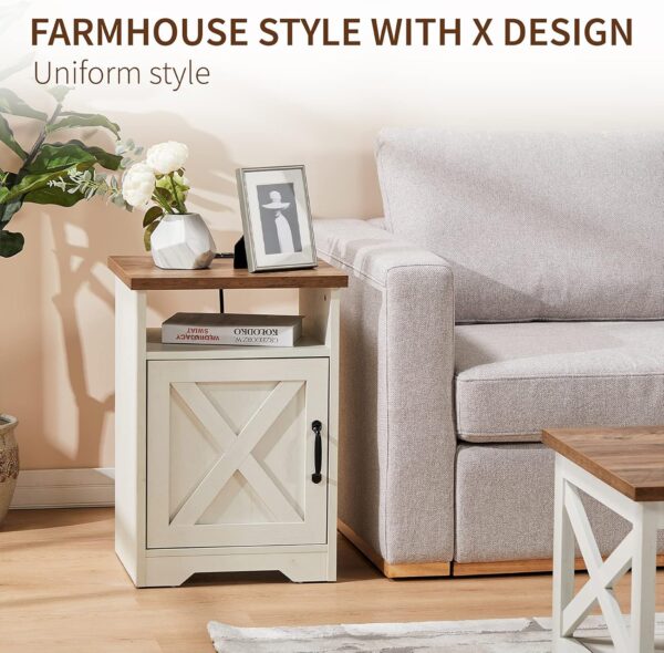 AMERLIFE 3-Piece Farmhouse Table Set Includes Coffee Table& Two End Tables, Side Table with Charging Station and USB Ports, for Living Room, Bedroom, Distressed White - Image 5