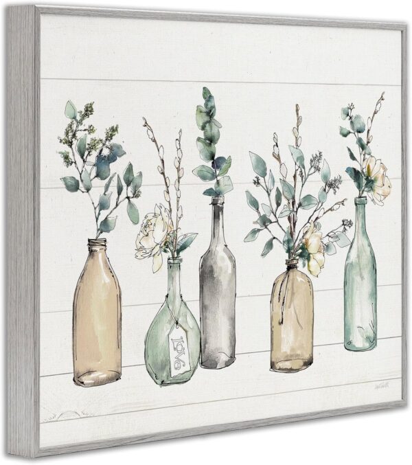 Stupell Industries Bottles and Plants Farm Wood Textured, Design by Anne Tavoletti Wall Art, 11 x 14, Multi-Color for Living Room, Grey Framed - Image 3