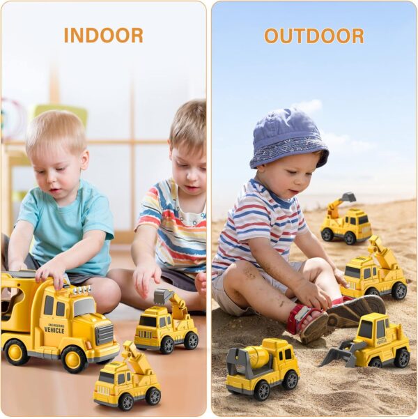 TEMI 5-in-1 Construction Truck for 3-9 Year Old Boys and Girls - Friction Power Vehicle Car for Toddlers 1-3, Carrier for Kids 3-5 - Christmas and Birthday Gifts - Image 4