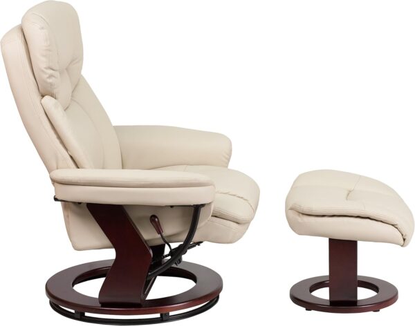 Flash Furniture Allie LeatherSoft Upholstered Recliner with Ottoman Footrest, Padded Swiveling Recliner Chair and Ottoman Set, Beige - Image 6