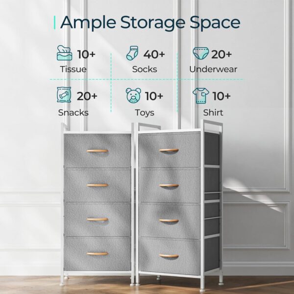 LINSY HOME Dresser for Bedroom with 4 Drawers, Tall Dressers Storage Drawers, Tower Organizer Unit for Hallway, Entryway, Closets, Sturdy Steel Frame, Wood Top - Image 6