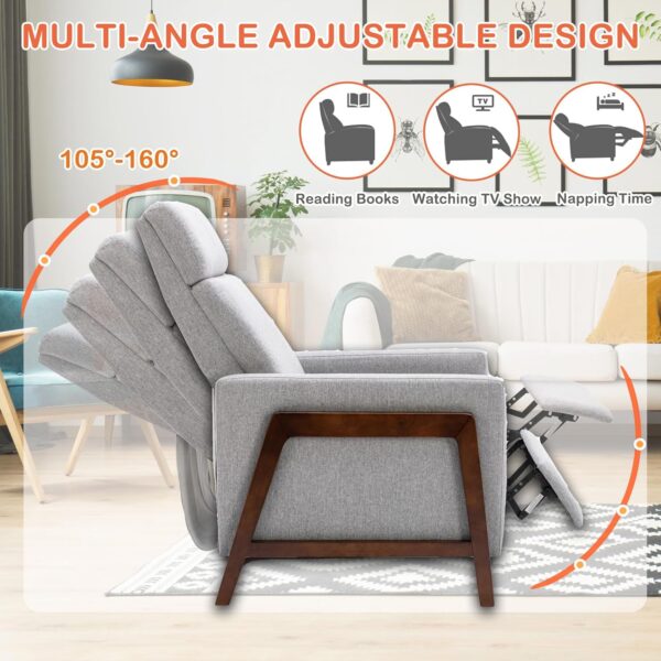 Push Back Recliner Chair, Upholstered Accent Chair Recliners with Thick Seat Cushion and Backrest Small Recliners for Small Spaces Living Room, Home Theater - Image 3