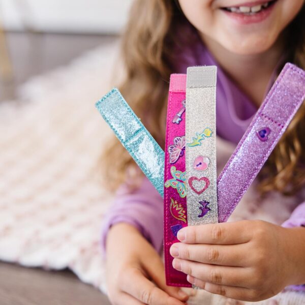 Melissa & Doug Design-Your-Own Bracelets With 100+ Sparkle Gem and Glitter Stickers - Kids Snap Bracelets, Jewelry Crafts For Kids Ages 4+ - Image 2