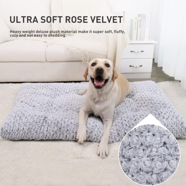 KSIIA Washable Dog Bed Deluxe Plush Dog Crate Beds Fulffy Comfy Kennel Pad Anti-Slip Pet Sleeping Mat for Large, Jumbo, Medium, Small Dogs Breeds, 47" x 29", Gray - Image 3