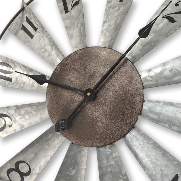Mrocioa 24inch Windmill Distressed Metal Wall Clocks Rustic Large Decorative Clock Oversized Farmhouse Decor,Non Ticking,Battery Operated - Image 3